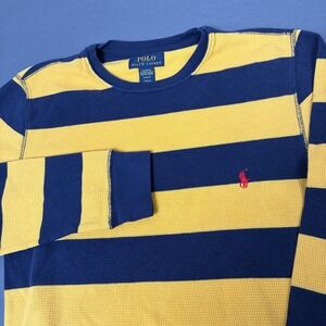 Polo Ralph Lauren Men's Yellow & Navy Blue Striped Sweatshirt Size Small